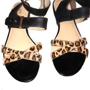 Leopard black strap Nine West sandals